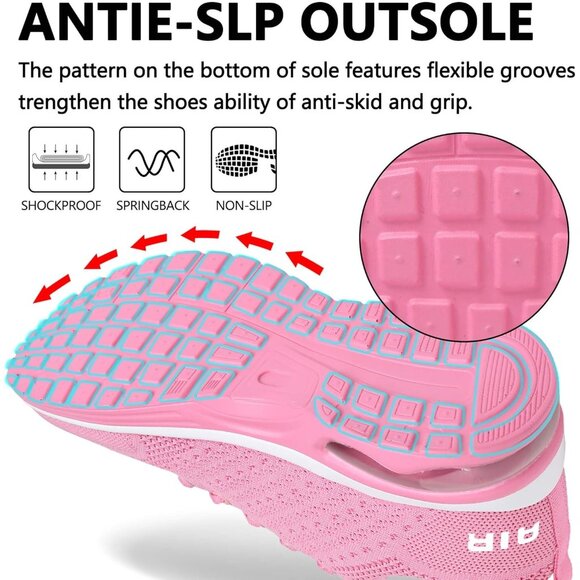Ziitop Pink Ladies Non Slip Lightweight Fashion Sneakers Breathable Shoes - Picture 4 of 7